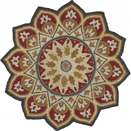 Palacedesigns 4 ft. Round Red Decorative Petaled Edge Area Rug - Red PA3645122